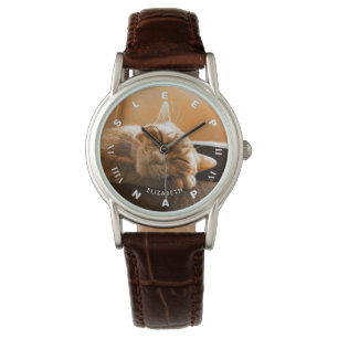 Coole lustige Katzen-schlafende und Nickerchen Armbanduhr