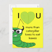 Coole lustige Nerdy Raupe Valentinstag Feiertagspostkarte (Vorne/Hinten)