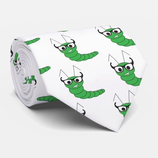 Coole lustige Nervenkitzel-Raupe mit Brillenmuster Krawatte (Gerollt)