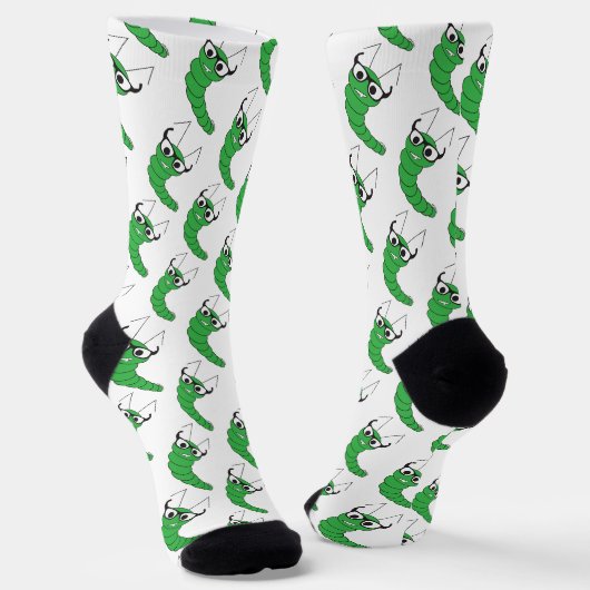 Coole lustige Nervenkitzel-Raupe mit Brillenmuster Socken (Gewinkelt)