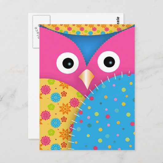 Coole, lustige, niedliche, trendige Eule-Pollka-Pu Postkarte (Vorne/Hinten)