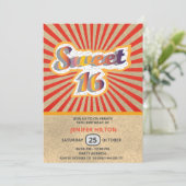 Coole lustige Retro-Typografie süß 16 Einladung (Stehend Vorderseite)