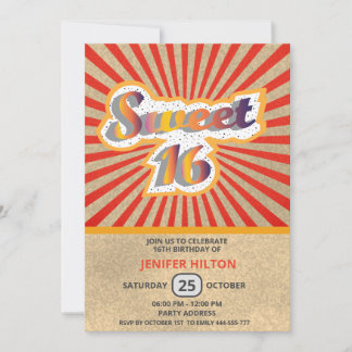 Coole lustige Retro-Typografie süß 16 Einladung