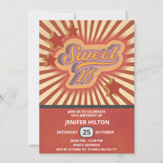 Coole lustige Retro-Typografie süß 16 Einladung