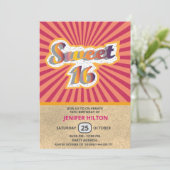 Coole lustige Retro-Typografie süß 16 Einladung (Stehend Vorderseite)