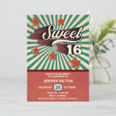 Coole lustige Retro-Typografie süß 16 Einladung (Stehend Vorderseite)