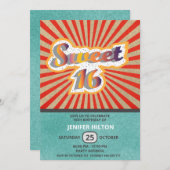 Coole lustige Retro-Typografie süß 16 Einladung (Vorne/Hinten)
