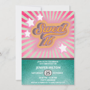 Coole lustige Retro-Typografie süß 16 Einladung