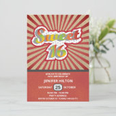 Coole lustige Retro-Typografie süß 16 Einladung (Stehend Vorderseite)