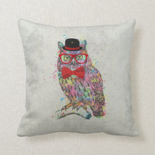 Coole lustige trendy bunte Wasserfarbeeule Kissen