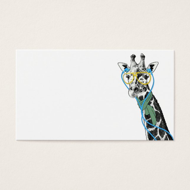 Coole lustige trendy Giraffe mit Brille, Ohrhörern (Vorderseite)