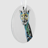 Coole lustige trendy Giraffe mit Brille, Ohrhörern Ornament (Vorderseite)