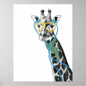 Coole lustige trendy Giraffe mit Brille, Ohrhörern Poster (Vorne)