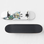 Coole lustige trendy Giraffe mit Brille, Ohrhörern Skateboard (Horizontal)