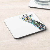 Coole lustige trendy Giraffe mit Brille, Ohrhörern Untersetzer (Linke Seite)