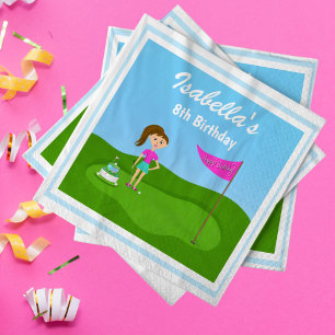 Coole Mädchen-Golf-Geburtstagsfeier Serviette