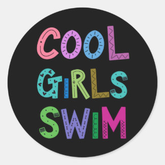 Coole Mädchen schwimmen schwimmen Schwimmerinnen K Runder Aufkleber
