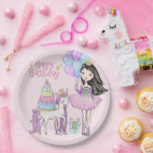 Coole Mädchen und Einhorn Prinzessin Moderne Gebur Pappteller (Party)