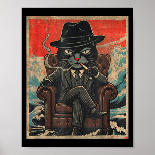 Coole Mafia-Katze Lustig The Catfather Rauchen Vin Poster