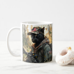 Coole MAGA-Katze mit Gun & Camouflage BLACK PANTHE Kaffeetasse