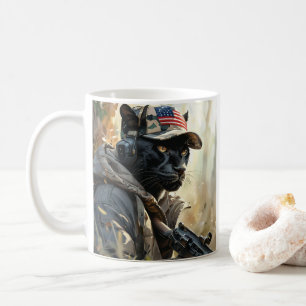 Coole MAGA-Katze mit Gun & Camouflage BLACK PANTHE Kaffeetasse