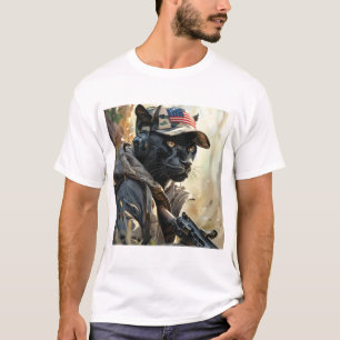 Coole MAGA-Katze mit Gun & Camouflage BLACK PANTHE T-Shirt