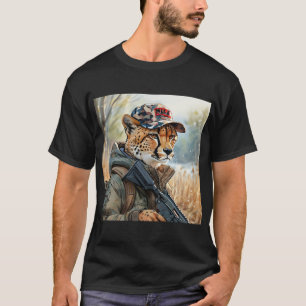 Coole MAGA-Katze mit Gun & Camouflage CHEETAH T-Shirt