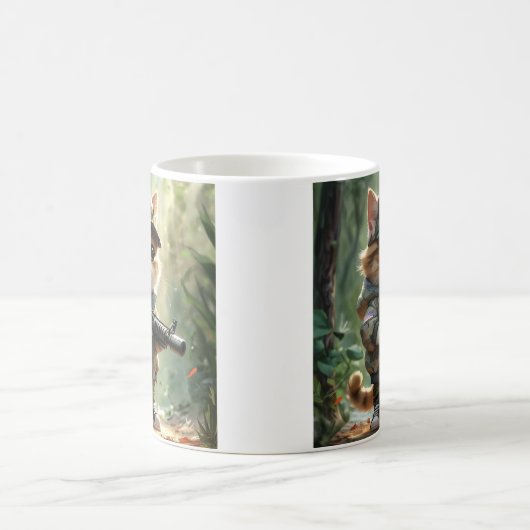 Coole MAGA-Katze mit Gun und Camouflage Niedlich A Kaffeetasse (Mittel)