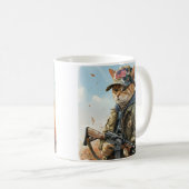 Coole MAGA-Katze mit Gun und Camouflage Niedlich A Kaffeetasse (VorderseiteRechts)