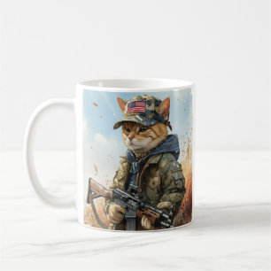Coole MAGA-Katze mit Gun und Camouflage Niedlich A Kaffeetasse