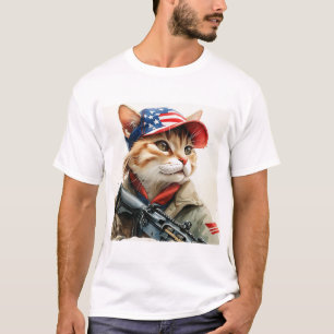 Coole MAGA-Katze mit Gun und Camouflage Niedlich A T-Shirt