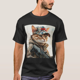 Coole MAGA-Katze mit Schusswaffe und Camouflage Ni T-Shirt