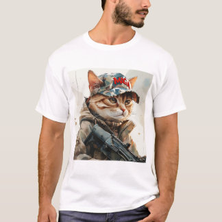 Coole MAGA-Katze mit Schusswaffe und Camouflage Ni T-Shirt
