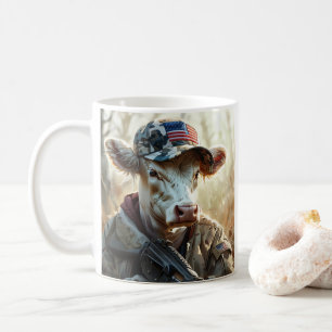 Coole MAGA Kuh mit Gun und Camouflage Niedlich AME Kaffeetasse