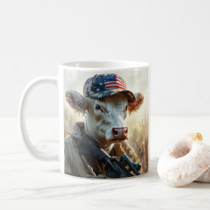Coole MAGA Kuh mit Gun und Camouflage Niedlich AME Kaffeetasse