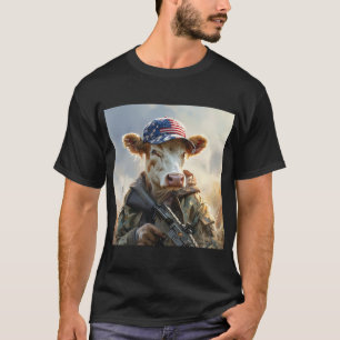 Coole MAGA Kuh mit Gun und Camouflage Niedlich AME T-Shirt