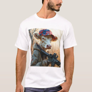 Coole MAGA Kuh mit Gun und Camouflage Niedlich AME T-Shirt