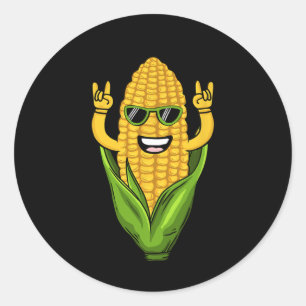 Coole Maiskunst Männer Bauer Tanzkorn auf Cob Runder Aufkleber