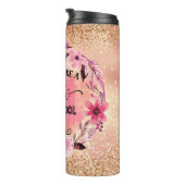 Coole Mama Gold Glitzer Rosa Blume Thermosbecher (Nach rechts gedreht)