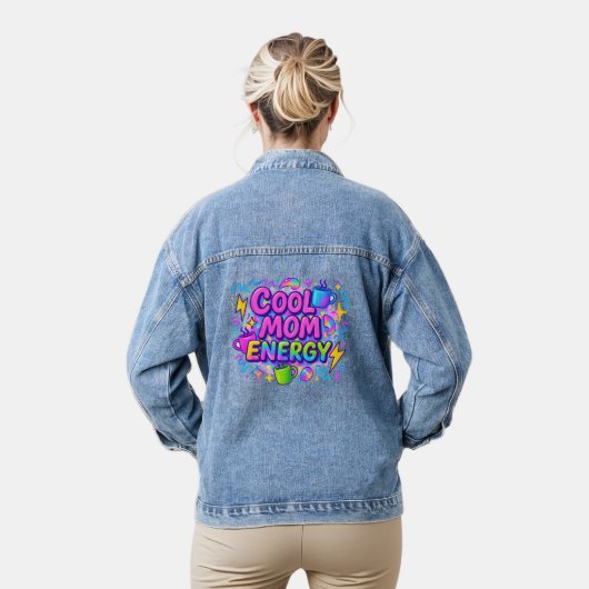 Coole-Mama-Kaffeetasse Pink Blau Helles Neon-Gesch Jeansjacke (Modell)