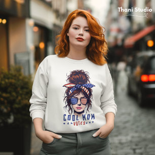Coole Mama wählt Vintag Messy Hair Lady Election Sweatshirt