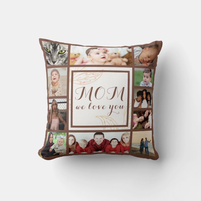 Coole Mama Wir Liebe Sie Foto Collage Throw Kissen (Vorderseite)