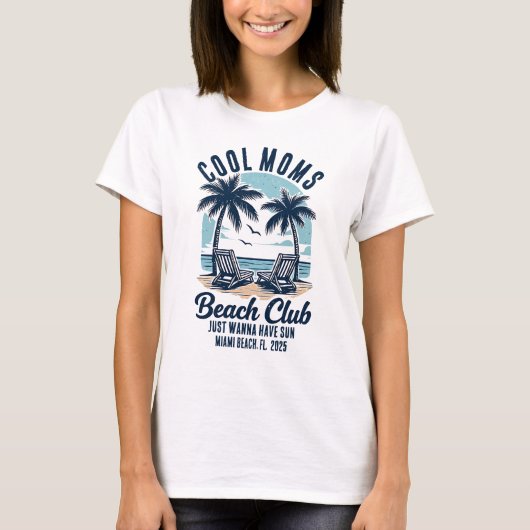 Coole Mamas Beach Club Sommerferien T-Shirt (Vorderseite)