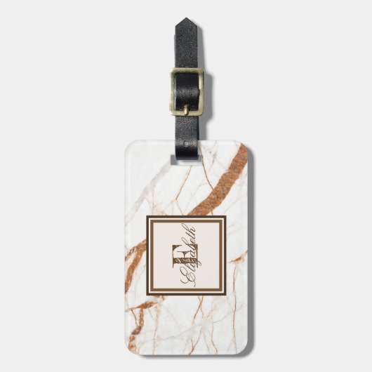 Coole Marmorsteinstruktur, monogramm-Personalisier Gepäckanhänger (Vorderseite vertikal)