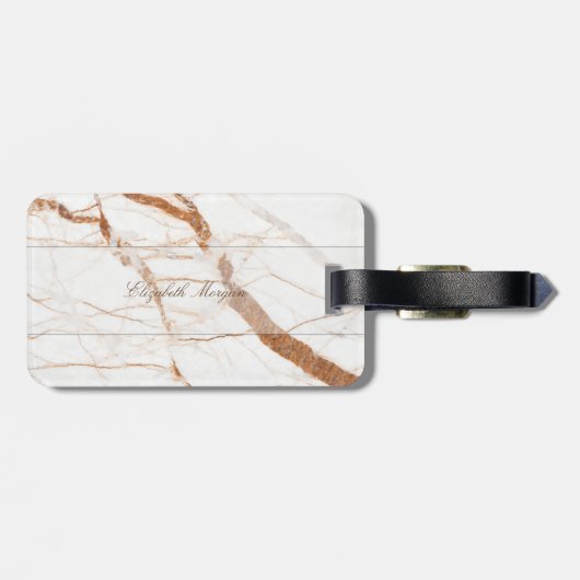 Coole Marmorsteinstruktur, monogramm-Personalisier Gepäckanhänger (Rückseite horizontal)