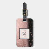 Coole Marmortextur, Glitzer Monogram Personalisier Gepäckanhänger (Vorderseite vertikal)