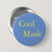 Coole Maske - gelber Text auf blau Button (Vorne & Hinten)