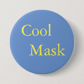Coole Maske - gelber Text auf blau Button (Vorderseite)