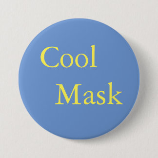 Coole Maske - gelber Text auf blau Button