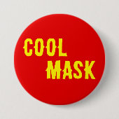 Coole Maske - gelber Text mit rotem Hintergrund Button (Vorderseite)